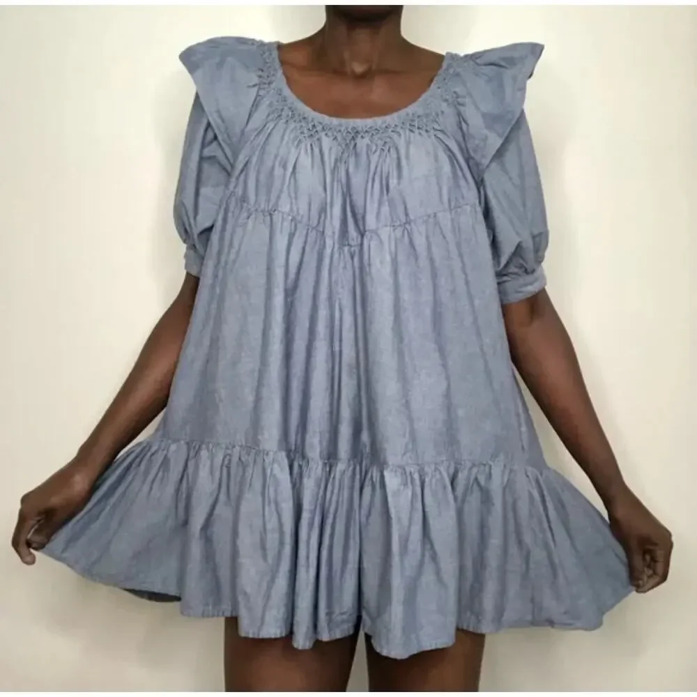 FREE PEOPLE | Amelie Denim Chambray Mini Dress - Picture 2 of 6